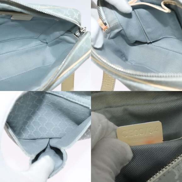 CELINE Macadam Canvas Shoulder Bag Light Blue Silver - Picture 12 of 12